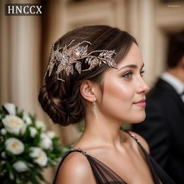 Hair Clips HNCCX Bridal Headband Alloy Leaf Bride Headpiece Rhinestones Woman Wedding Accessories Golden Princess Headdresses CP380