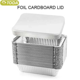 Disposable Dinnerware 700ML rectangular tin foil tray disposable food container Aluminium takeaway box used for packaging baking and (20 packs) Q240507