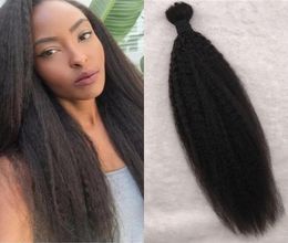Brazilian Kinky Straight Hair Bulk 100 Human Hair 1 pc Braiding Bulk Hair for Black Women Natural Colour GEASY3543901