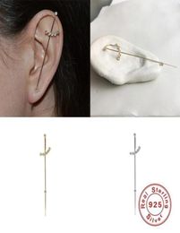 Stud GS 925 Sterling Silver Pin Ear Wrap Crawler Earrings For Women Surround Auricle Diagonal Zircon Pierced Earring Oorbellen17737647