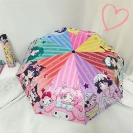 Gear Sailor Moon Automatic Sun Umbrella Women's Sun Protection UV Protection Rain and Sunshine Dual Use Umbrella Small and Portable