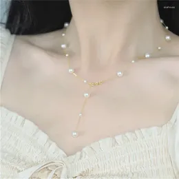 Chains Hand-made Twenty-One Gypsophila Pearl 925 Silver Gold-plated Necklace Elegant Temperament Tassel Clavicle For Lady Gift