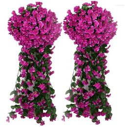 Decorative Flowers Artificial Violet Flower Wall Vine Basket Garland Easy To Clean Non Fading Fake For