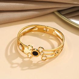 Bangle Luxury Jewellery Gold Colour Stainless Steel Roman Numerals Bracelets & Bangles Female Charm Bracelet For Women