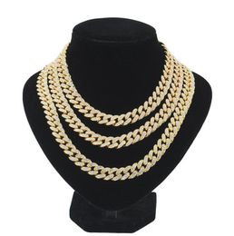 Trendy 830inch Rose Gold Miami Cuban Link Chain Necklace Bracelet Sets Iced Out Crystal Rhinestone Watch Silver Jewelry Hip Hop2144497976