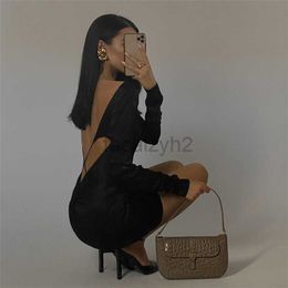 Casual Dresses Designer Dress Wind Skirt Autumn/Winter New Women's Long Sleeve Sexy Open Backpack Hip Dress Plus size Dresses