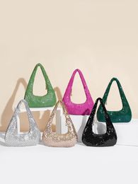 Womens Evening Bag Aluminum Sequin Armpit with Zipper Lightweight Casual Handbag Party Sparkling Shoulder Mobile Phone 240426