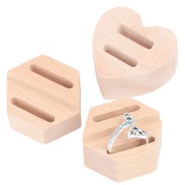 Display Reusable Rustic Natural Wood Ring Holder, Jewelry Accessories Hexagon Small Ring Bearer, Desktop Vintage Elegant Display Stand