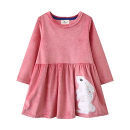 Girl's Dresses Jumping Metres New Arrival Winter Bunny Fleece Dresses Hot Selling Toddler Kids Clothing Princess Party Dress Costume FrocksL2405