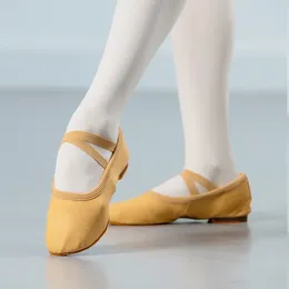 Dance Shoes Drawstring-free Women Elastic Band Children Canvas Upper Soft Leather Sole Ballet 1cm Heel Ourdoor Wear Jazz