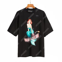 Palm PA 24SS Summer Letter Printing Mermaid Logo T Shirt Boyfriend Gift Loose Oversized Hip Hop Unisex Short Sleeve Lovers Style Tees Angels 2051 HLR