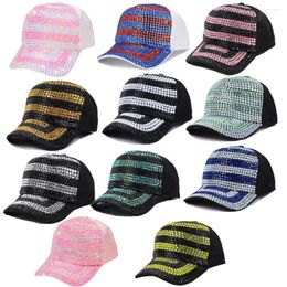 Ball Caps Adjustable Rhinestones Baseball Outdoor Sports Luxury Cotton Hats Colour Blocking Sunscreen For Women Girls