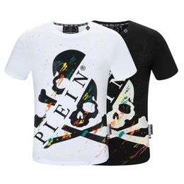 Tide brand high-quality fashion popular summer T shirt PP men's short-sleeved skull hot drill cotton T-shirt 2419