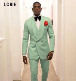 Men039s Suits Blazers LORIE Mint Green Men Groom Tuxedos For Wedding 2021 Shawl Lapel Double Breasted Two Pieces Formal Man B7515997