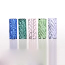 Stripe Colour Mini Glass Cigaret Philtre Tips Round Mouth for Dry Herb Tobacco Rolling Drip With 7 Holes Thick Pyrex Glass Diameter 12mm Height 30mm