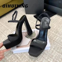 Dress Shoes Fashion Summer Platform Super High Heel Buckle-Strap Woman Sandals Banquet Nude Pumps Champagne Night Club Bota Feminina