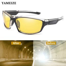 Sunglasses YAMEIZE anti glare night vision glasses mens Polarised sunglasses for driving yellow glasses fishing glasses Gafas goggles J240508