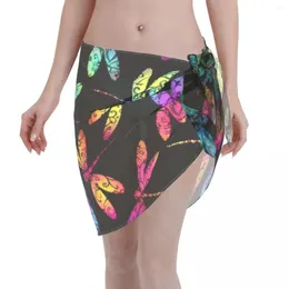 Sexy Women Beach Bikini Cover Up Wrap Chiffon Swimwear Pareo Sarong Casual Dragonfly Cover-Ups Skirt Swimsuit