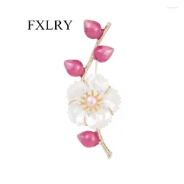 Brooches FXLRY French Cubic Zircon Autumn And Winter Sweater Ccoat Corsage High-grade Natural Pearl Plum Brooch