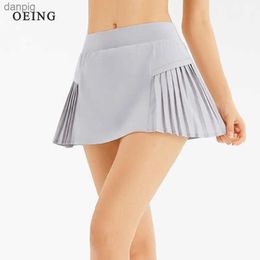Skirts Tennis Skirts Badminton Skirt High Waist Fitness Shorts Women Athletic Running Gym Sport Skorts With Phone Pocket Y240508