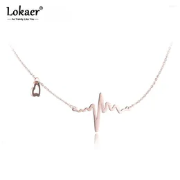 Choker Trendy Heartbeat 316L Stainless Steel Pendant Necklace For Women Rose Gold Colour Chain Jewellery N17014