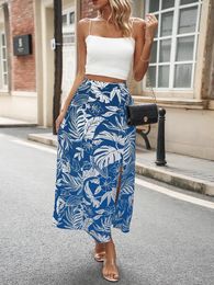 Skirts 2024 Spring/Summer Pleated Mid Length Hundred Small And Half Skirt Commuter Large Split Printed