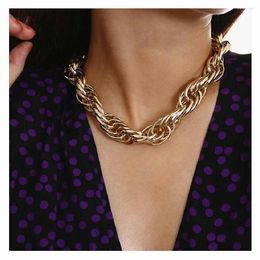 Chains Retro Punk Style Golden Thick Chain Clavicle European American Creative Hip-Hop Necklace Single Layer Accessories