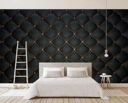 Custom Wall Murals 3D Black Luxury Soft Bag Leather Po Wallpaper For Living Room Bedroom TV Background Wall Home Decor Mural9273677