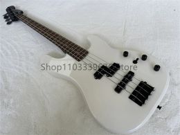 Guitar Customised Electric Bass Guitar, Milk WHite, 4 Strings, Rosewood Fretboard, Black Hardwares, Factory