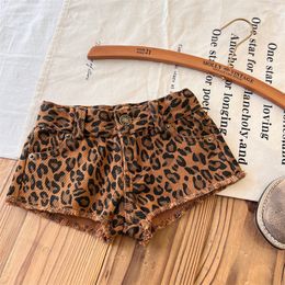 Fashion kids leopard grain hot shorts girls double pocket tassel short pants summer children casual shorts Z8007