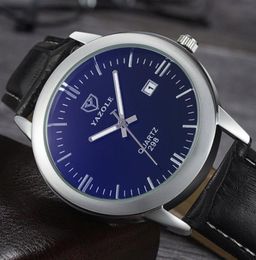 New Mens Watches Yazole Watch Leather Band Quartz Watch Men Sports Watches relogio masculino esportivo1083865