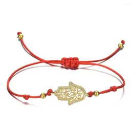 Charm Bracelets Cubic Zirconia Crystal Buddha's Hamsa Hand Lucky Bracelet Women Good Quality CZ Stones Red String Braided Jewellery Gift
