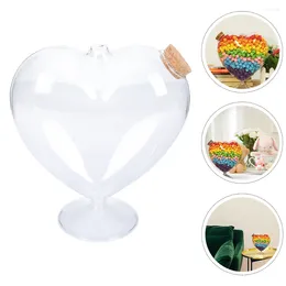 Storage Bottles Candy Jar Lid Transparent Snack Home Stand Canister Holder Household Heart Glass Jars