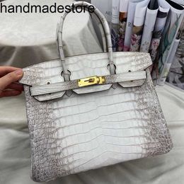 Women's BK Platinum Bag Crocodile Handbag Luxury 25 Belly Hand Sewn Wax Line 30 Tide Handmade Genuine Leather