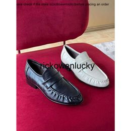 the row High edition The * Row thick heel loafers with crocodile pattern leather casual small leather shoes for women WGC7