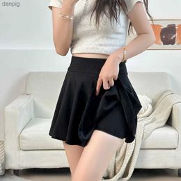 Skirts Womens Basic Skirts Summer Mini Elastic Pleated Skirts Lined Shorts Korean Girl School Uniform Safety Pants Skirt Plus Size Y240508