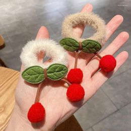 Hair Accessories 1PC Sweet Plush Ball Cherry Girls Kids Elastic Bands Cute Children Ties Princess Baby Headwear