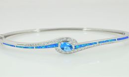 Blue Fire Opal Cubic Zirconia 925 Silver Bracelet Whole for Women Jewelry Bangle Bracelet7540372