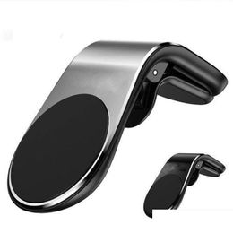 Cell Phone Mounts Holders Magnetic Car Holder L Shape Air Vent Mount Stand Mobile For 11 12 Pro Max Drop Delivery Phones Accessories Otjpu