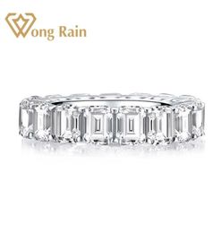 Wong Rain 925 Sterling Silver Emerald Cut Created Moissanite Gemstone Diamonds Wedding Engagement Ring Fine Jewellery Whole Y1124922153