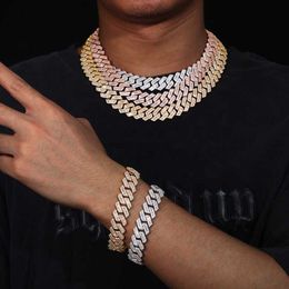Fashion Luxury Design Moissanite Jewellery Bracelet Mixed With Square And Round Zircon Classic 16mm Cuban Diamond Bracelet