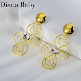 Dangle Earrings Fashion Simple Gold Color Drop For Women Luxury Quality CZ Zircon Hanging Ear Jewelry Italy Lady Jewellery Gifts