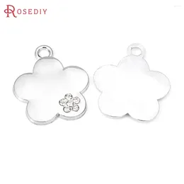 Pendant Necklaces 6PCS Rhodium Colour Zinc Alloy Rhinestone Plum Flower Charms Pendants Diy Jewellery Making Supplies Necklace Earrings