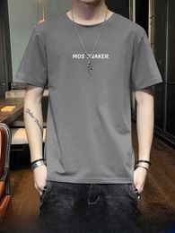 Men's T-Shirts Heavy cotton short sleeve mens summer thin breathable round neck skin-friendly loose printed letter T-shirt 5715 J240506