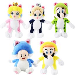 Cartoon game plush toy yellow cat green cat pink blue blue blue cat princess cat mushroom human doll