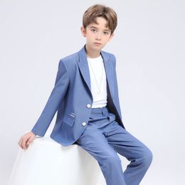 Children's Suit Suit Boys Casual Runway Photography Street Photography Suit Host Piano Performance Dress Set (Jacket + Trousers + Necklace)