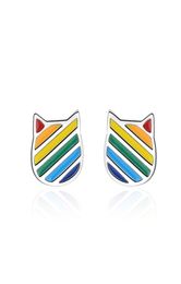 TF136 Cat Ear Colour Drip Glaze Stud For Young Girl Gift S925 Silver Needles Earring Creative AllMatch Jewellery Whole5601385