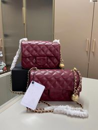 7A Luxury Fashion Design Women's classic Golden Ball Square Fat Chain Bag Leather material elegant exquisite adjustable chain super all-in-one crossbody bag