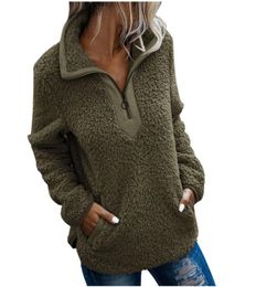 Women039s Hoodies Sweatshirts Women Winter Sherpa Sweater Teddy Fleece Zipper Turtleneck Pullover Tops Female Warm Coat Sweat2847778