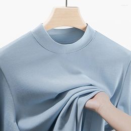 Men's T Shirts Supima Cotton Shirt For Men Long Sleeve Turtleneck T-shirts Black Tops Tees Solid Color Winter Undershirt Clothing